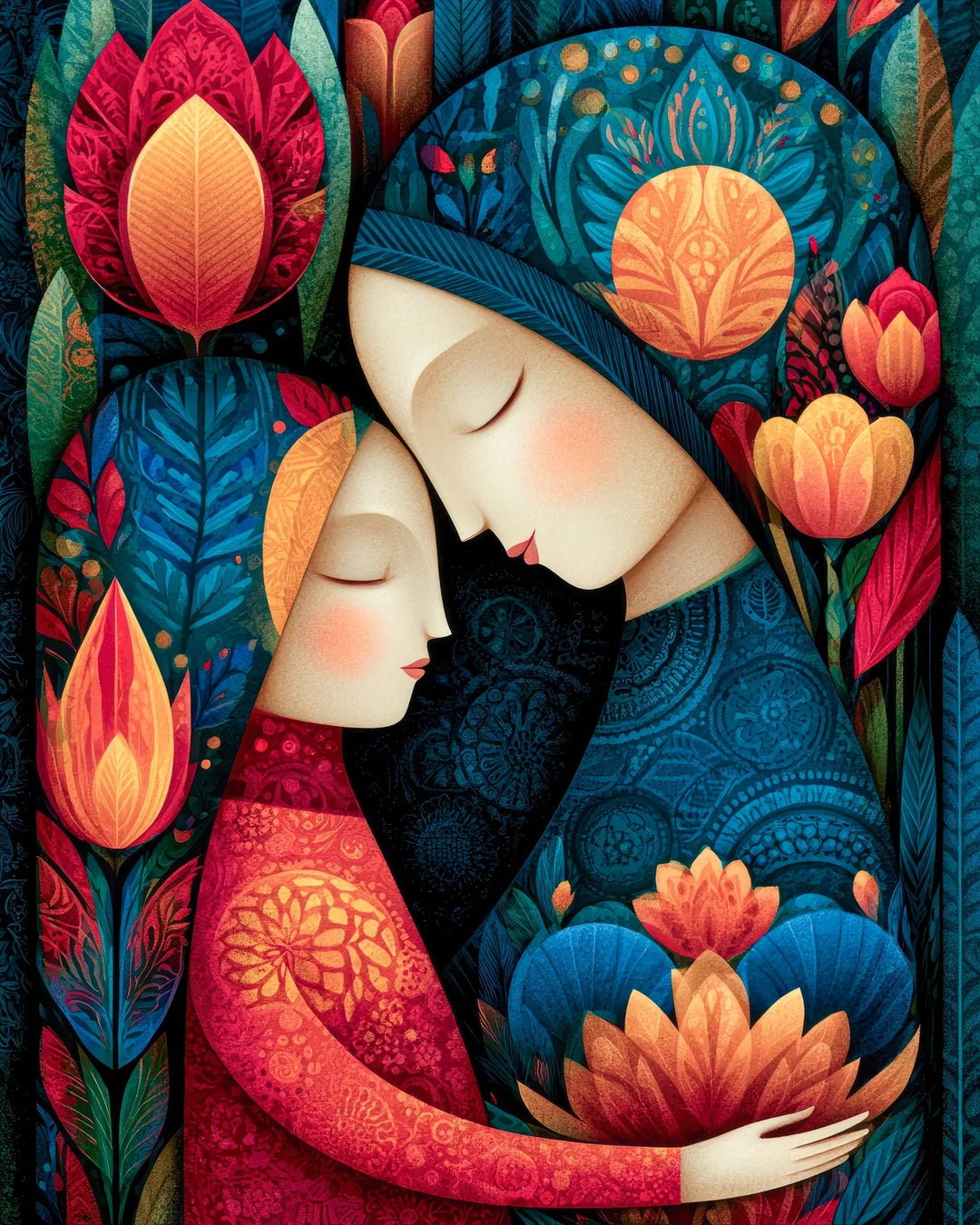 Mother's love diamond painting kit — a tender portrait of a mother and child