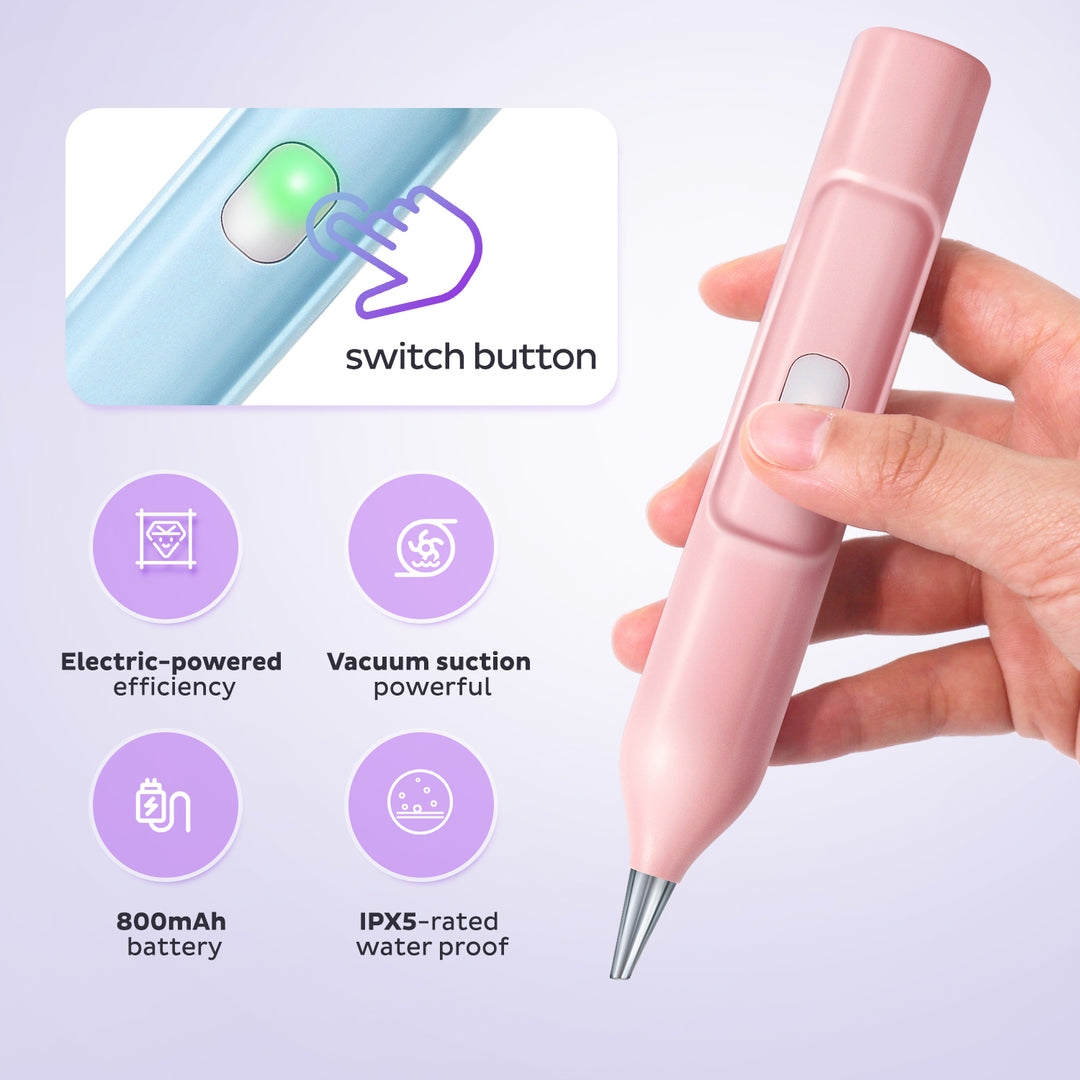 Electric diamond painting pen using vacuum suction to pick up and place diamonds